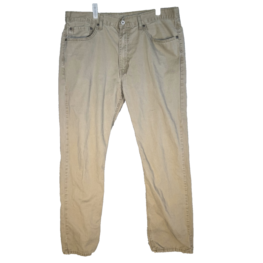 Levi's 505 Men Jeans 38 X 34 Beige Denim Mid-Rise Regular Fit Straight Leg M1699